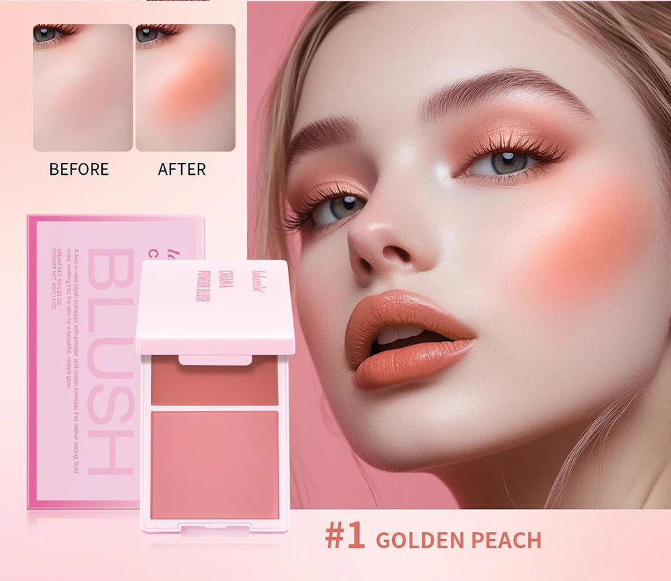 2-in-1 Cream and Powder Blush Palette for Long-Lasting Radiant Makeup - 10