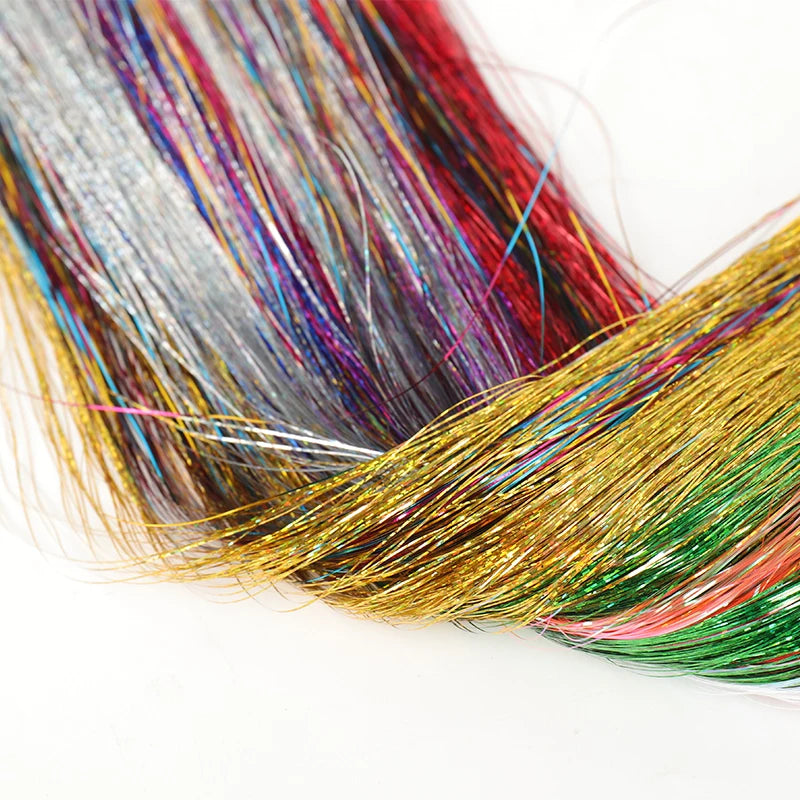 Colorful Fairy Tinsel Hair Extensions for Sparkly Party Hairstyles