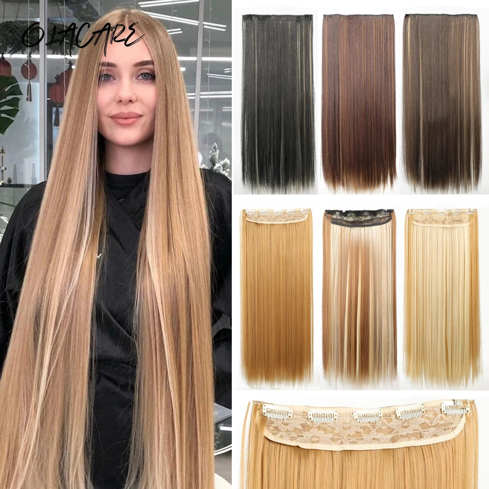 24-Inch Long Straight Clip-In Hair Extensions for Women - 7