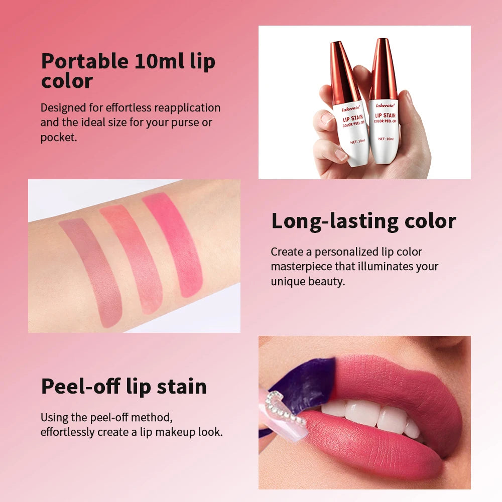 Long-Lasting Waterproof Peel-Off Lip Stain Tint for All-Day Wear