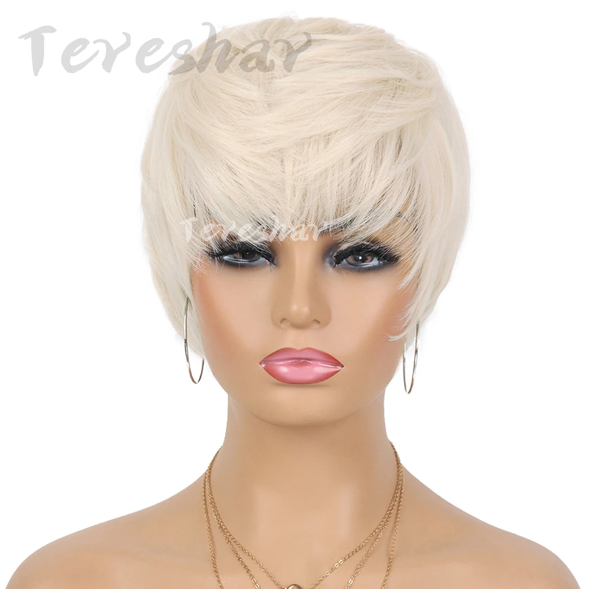 Short Pixie Cut Layered Wig with Bangs for Women Daily Styling