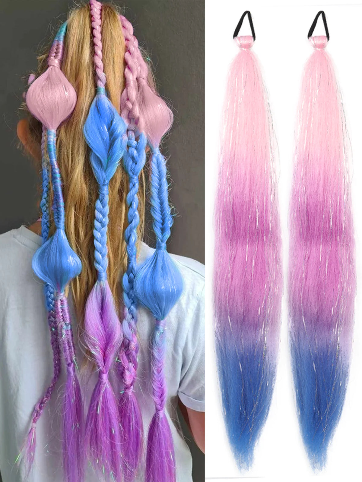 26-Inch Synthetic Hair Extensions for Festivals and Cosplay