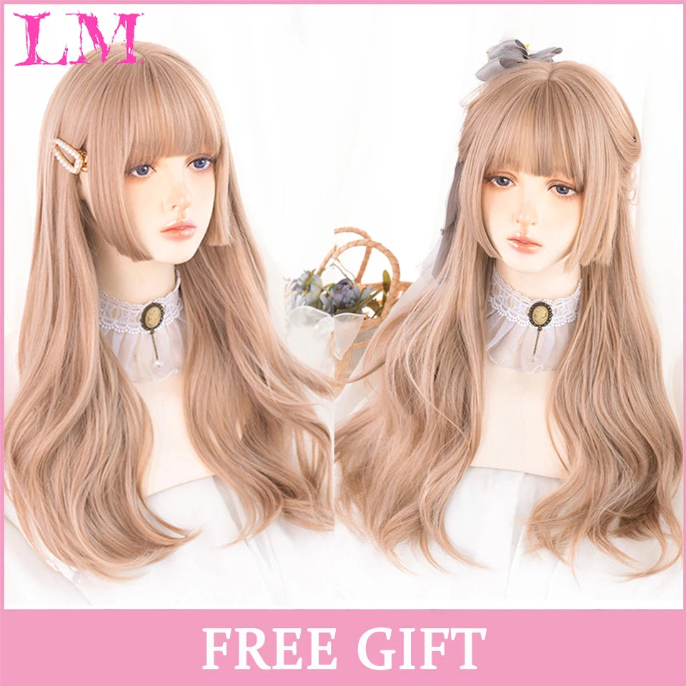 24-Inch Long Pink Cosplay Wig for Costumes