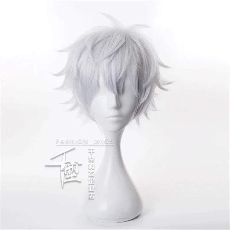 Short White Anime Character Wig for Cosplay and Halloween Parties - 5