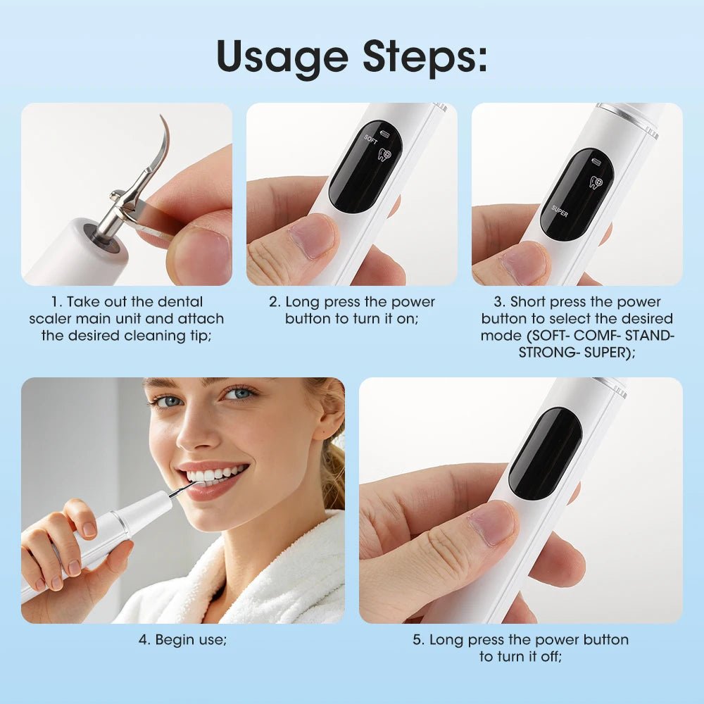 Rechargeable Ultrasonic Teeth Cleaning Kit for Plaque and Tartar Removal - 13