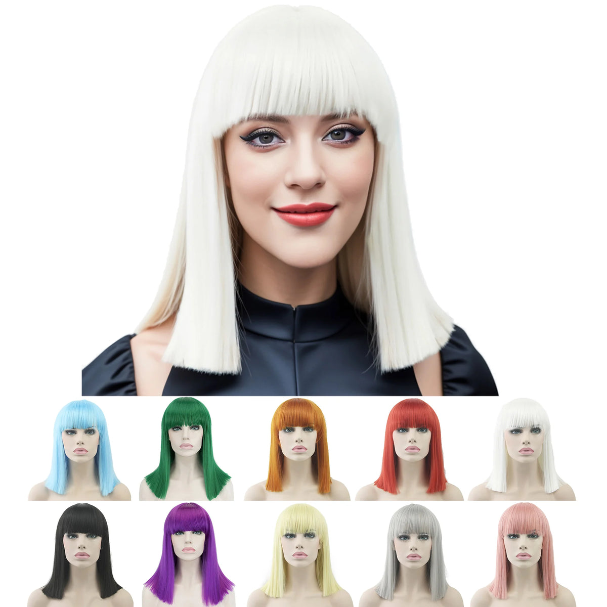 Short Straight Heat Resistant Synthetic Cosplay Wig