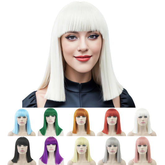 Short Straight Heat Resistant Synthetic Cosplay Wig
