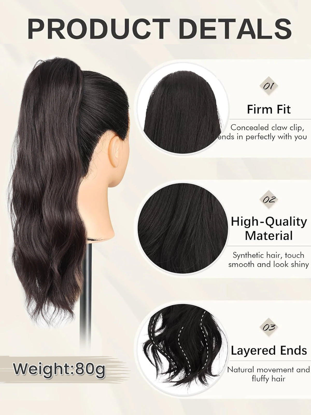 Wavy Curly Claw Clip Ponytail Hair Extension