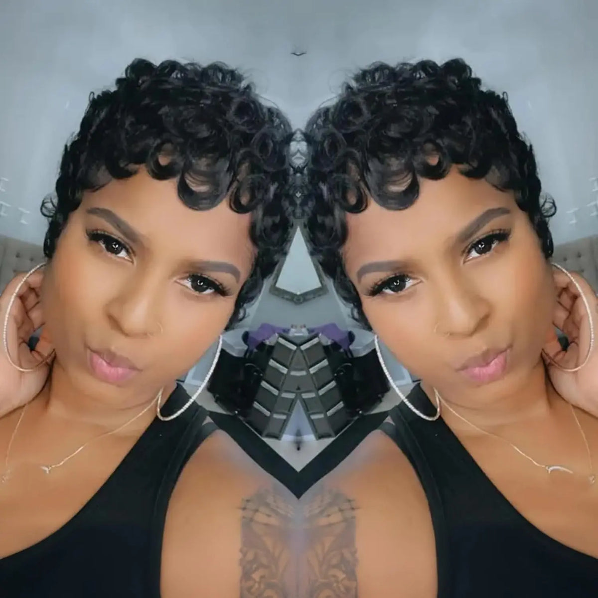 Short Curly Glueless Wig for Daily Wear