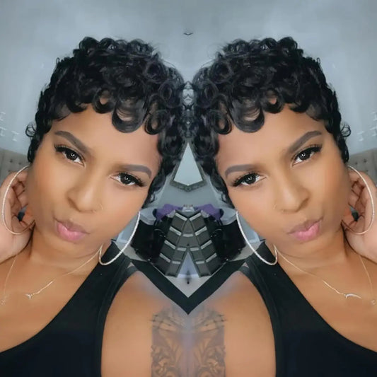 Short Curly Glueless Wig for Daily Wear