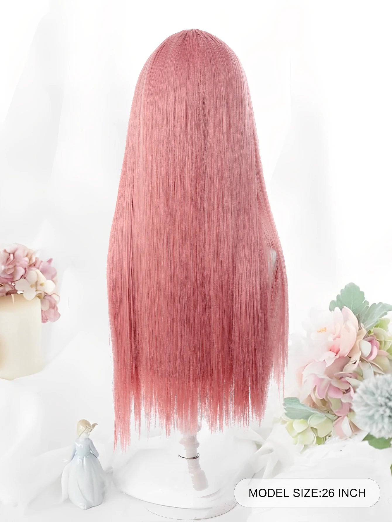 24 Inch Long Pink Cosplay Wig with Bangs - 11