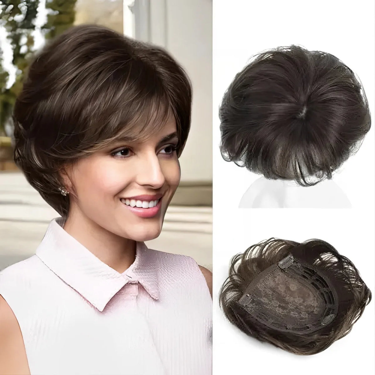 Short Pixie Cut Hair Topper for Thinning Hair
