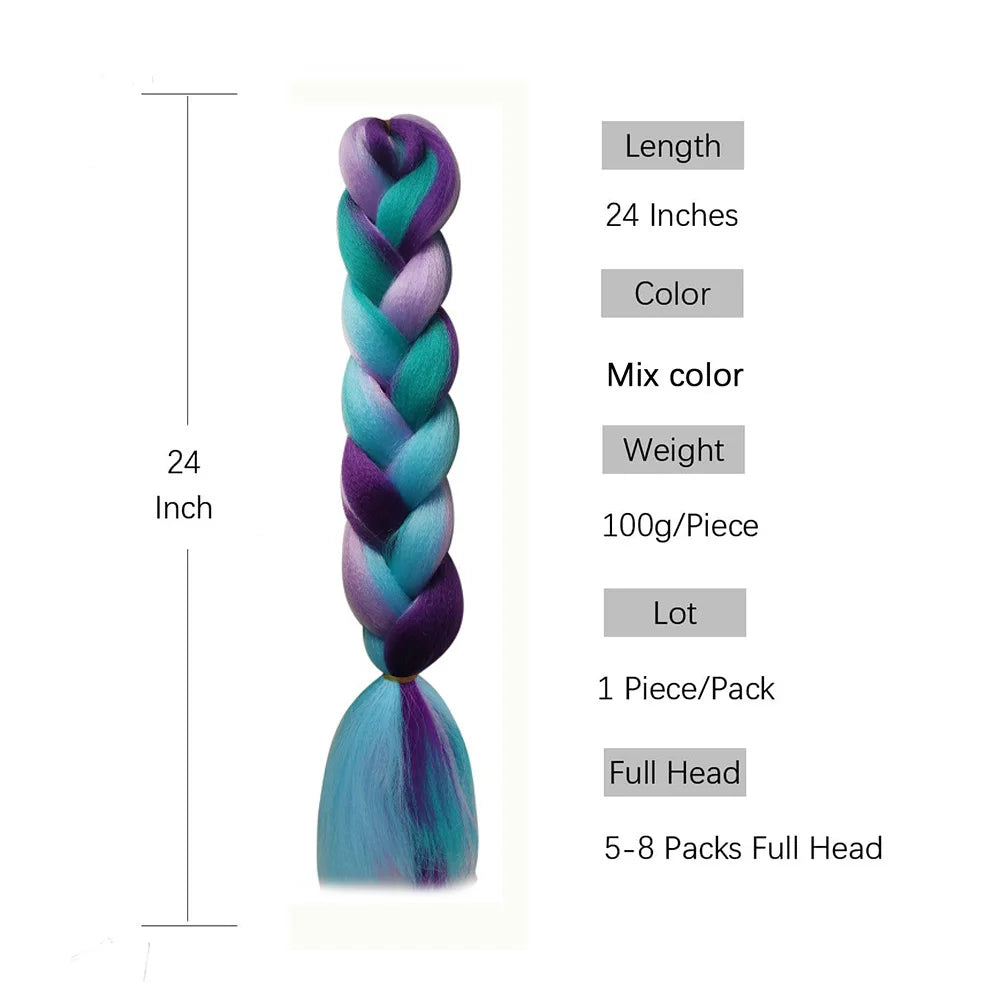 24-Inch Jumbo Braiding Hair Extensions for Vibrant Hairstyles