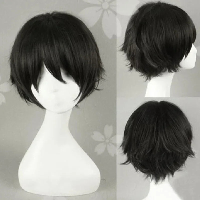 Short Black Heat Resistant Cosplay Wig - 1