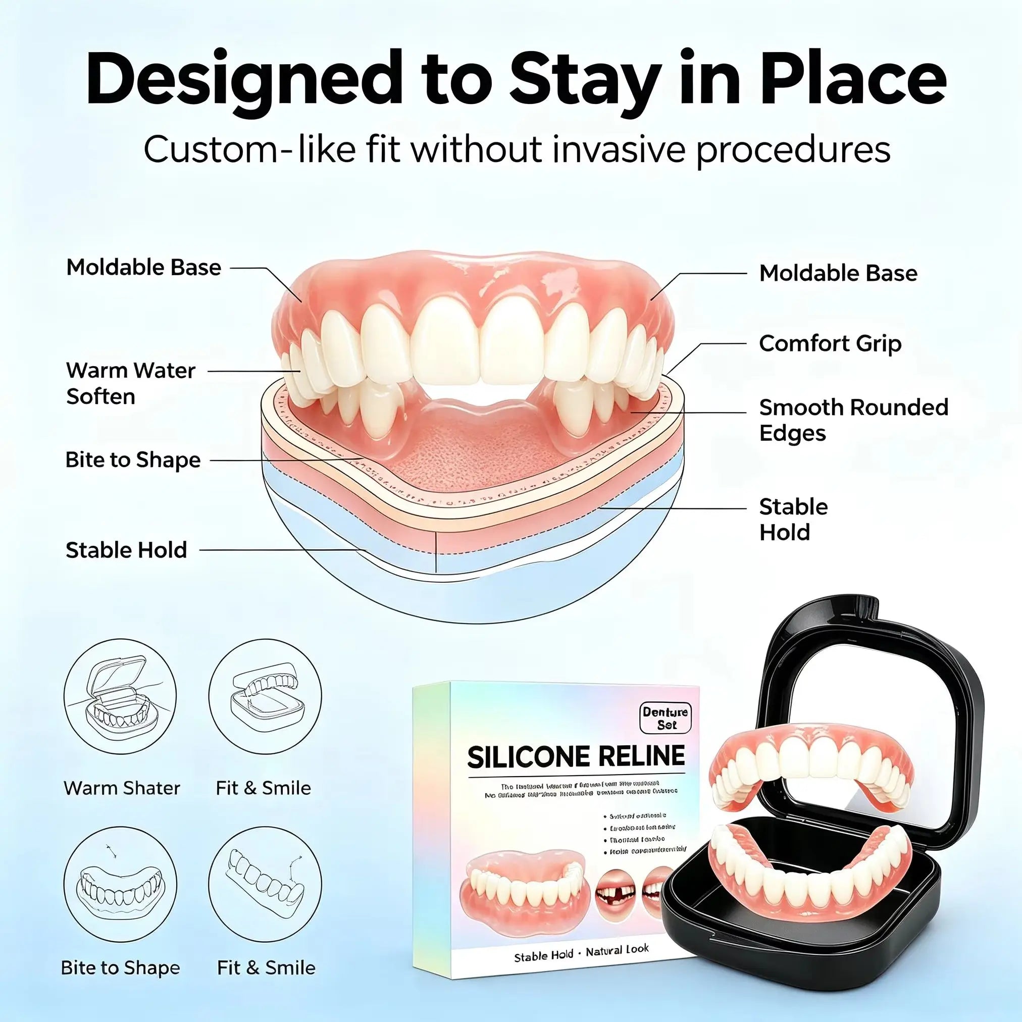 Comfort Fit Silicone Dentures for Instant Natural Smile and Oral Confidence - 6