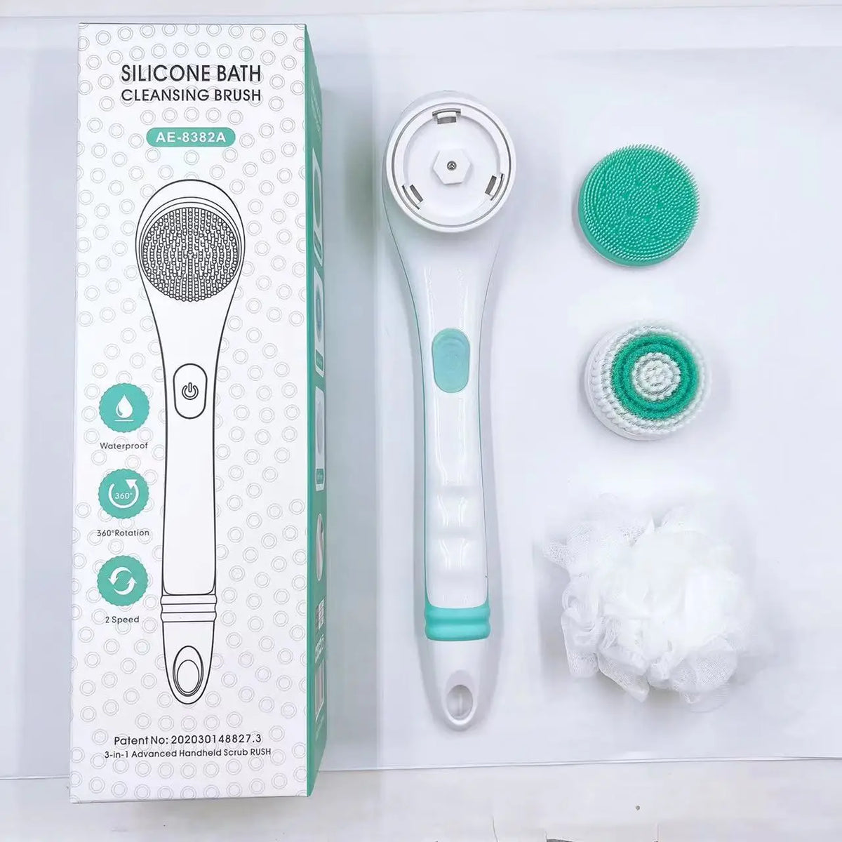 3-in-1 Electric Long Handle Body Brush for Deep Exfoliating and Cleaning