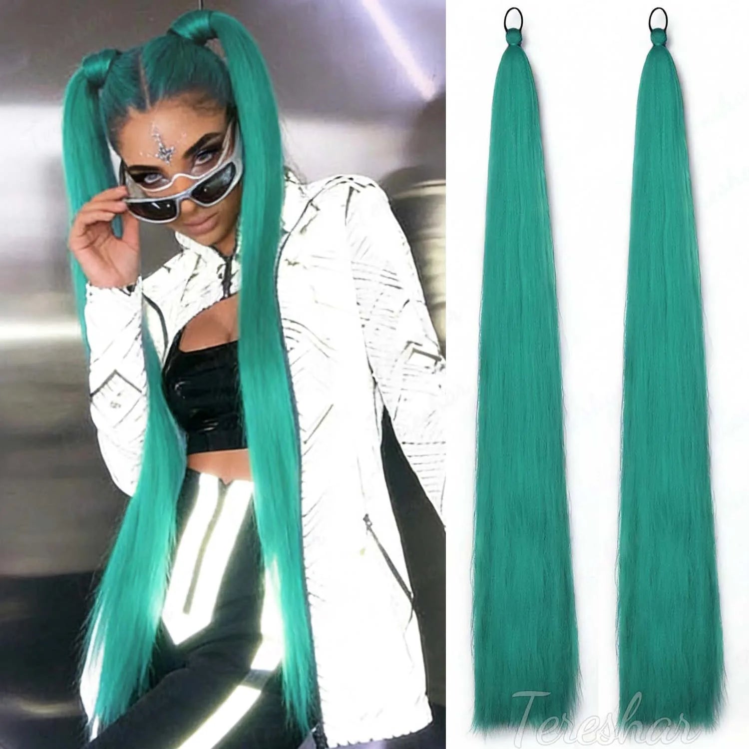 44-Inch Colorful Synthetic Straight Ponytail Hair Extensions - 9