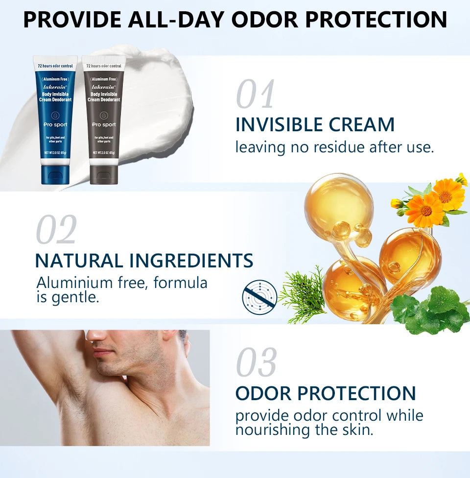All-Day Invisible Body Deodorant Cream for Full Body Odor Protection - 9