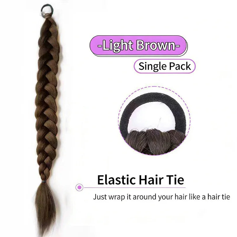 18-Inch Braided Pigtail Hair Extensions for Daily Wear