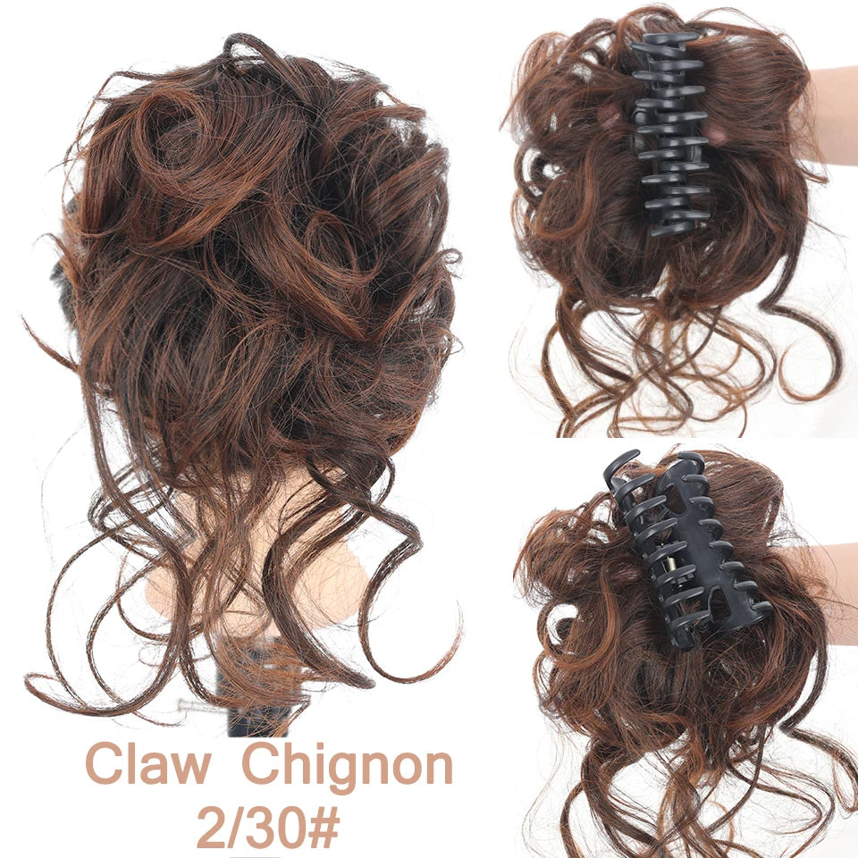 Messy Curly Claw Clip Hair Bun Extension - 23