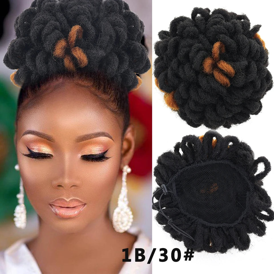 Synthetic Dreadlock Afro Puff Drawstring Ponytail Bun - 21