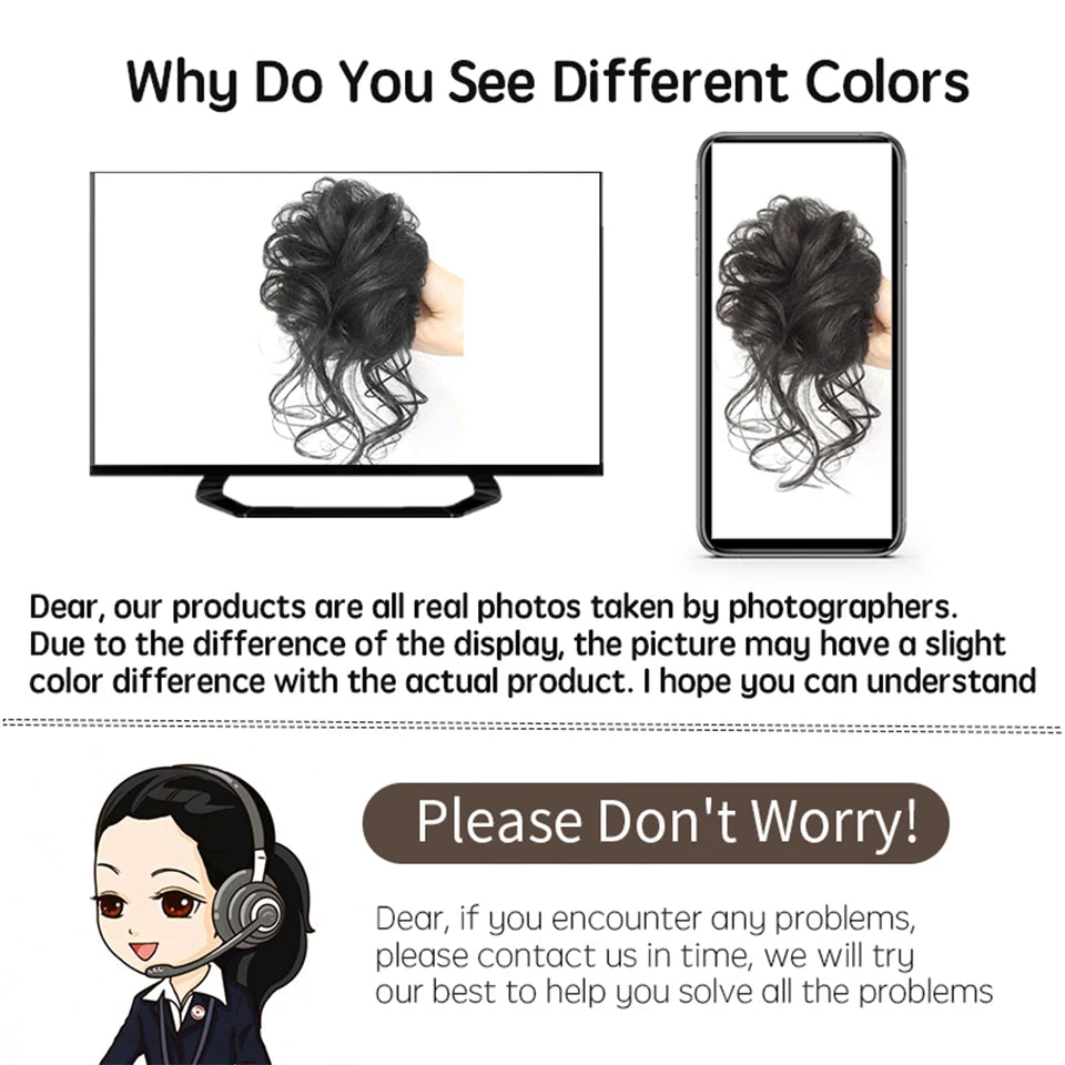 Messy Curly Claw Clip Hair Bun Extension - 8